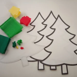 Kit Créatif Sapin en Papier Crépon et Autocollant
